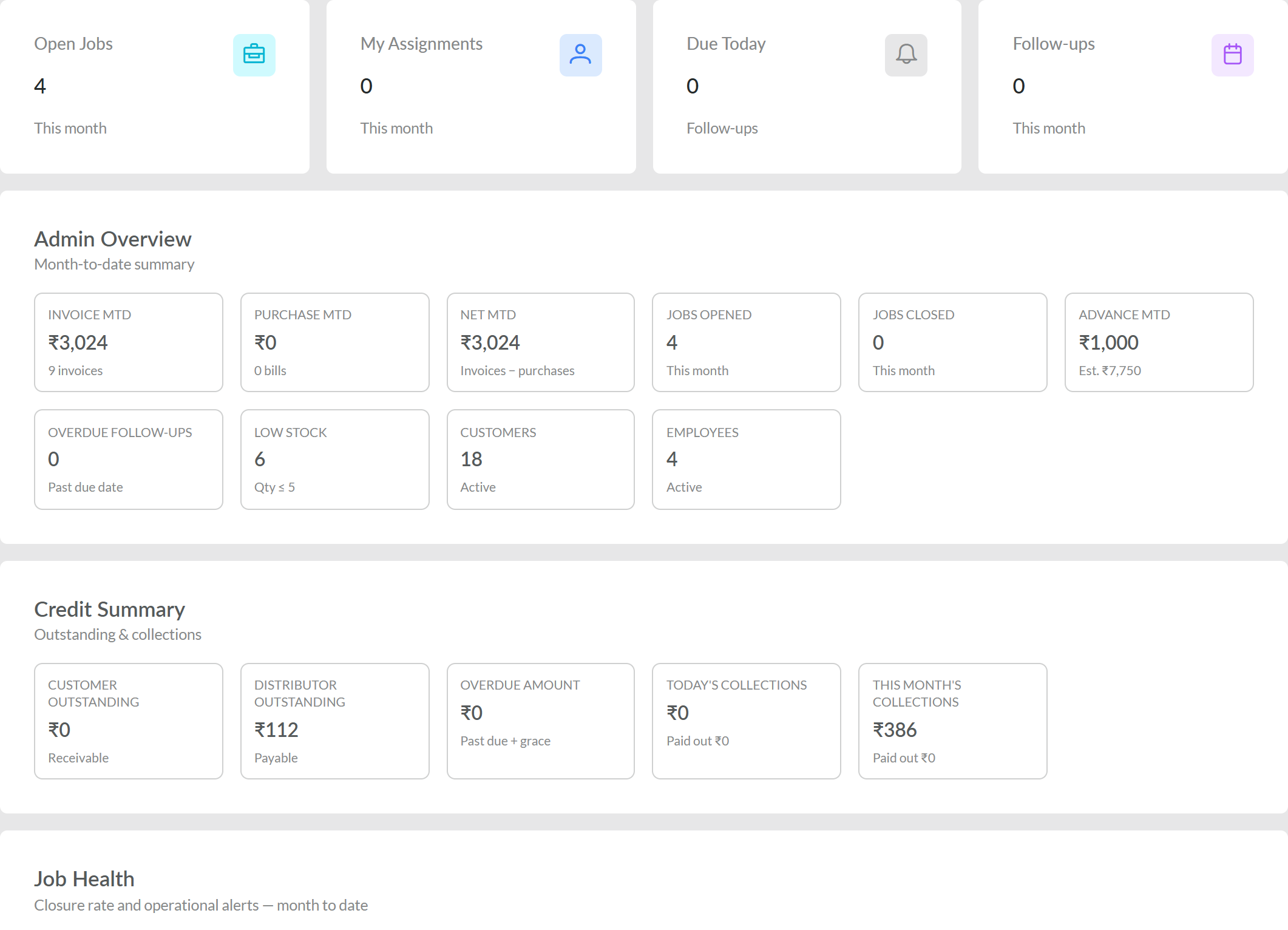 VMS Real-Time Dashboard screen