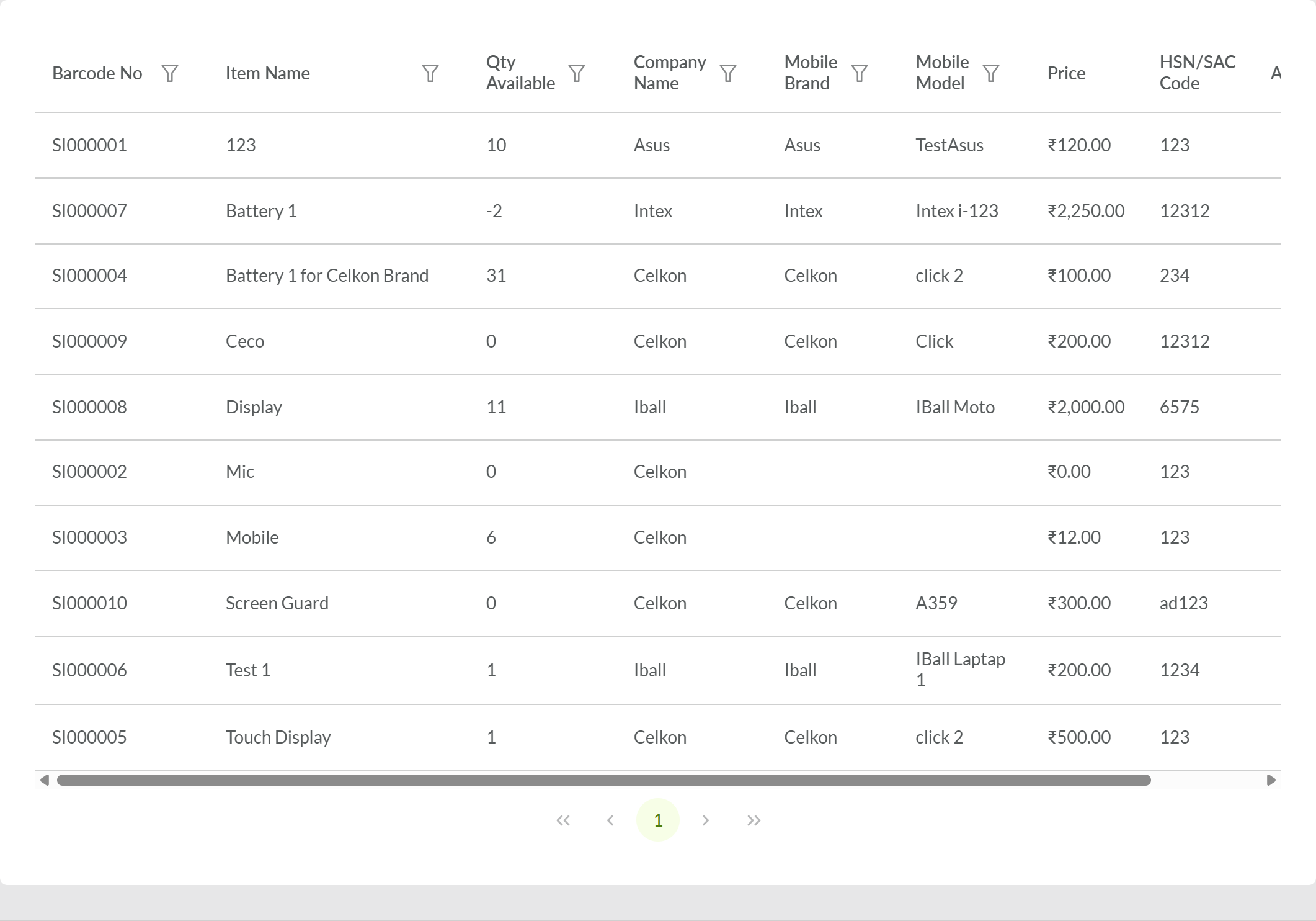 VMS Inventory & Purchases screen